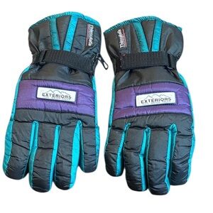 Vintage Exteriors 100% Waterproof Winter Gloves Black Teal Insulated Thinsulate